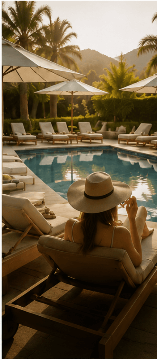 Guest relaxing beside a resort pool